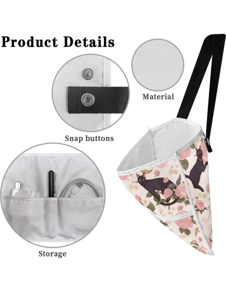 Organizador de Asiento de Coche Tomeusey Gato Negro Floral Rosa