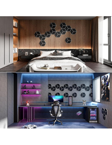 Paquete de 22 Paneles Acústicos Hexagonales 30.48x25.4cm Negro