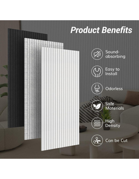 Paneles Acústicos TONOR 4 Piezas 120x60 cm Autoadhesivos Blanco