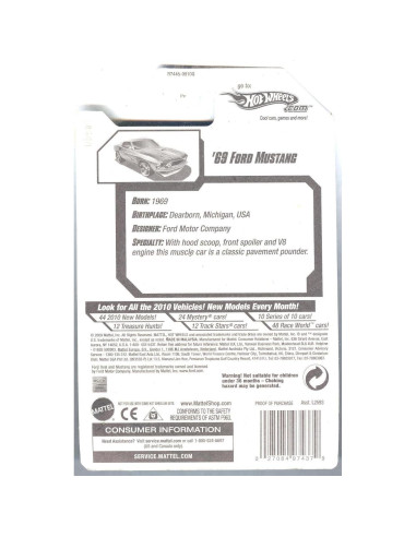 Hot Wheels 2010 Edición Limitada '69 Ford Mustang 1:64