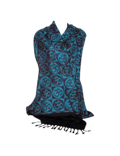 Chal de Oración Meditación Yoga Om Azul 71x183 cm