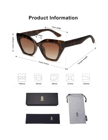 Gafas de sol cuadradas SOJOS polarizadas UV400 para mujer Gafas de sol cuadradas SOJOS polarizadas UV400 para mujer