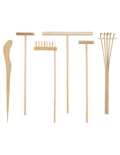 Set de 6 Rasquetas de Jardín Zen MILISTEN de Bambú 18x10 cm