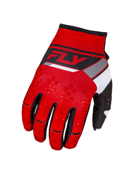 Guantes Fly Racing Kinetic Prix Juveniles Rojo Gris Blanco