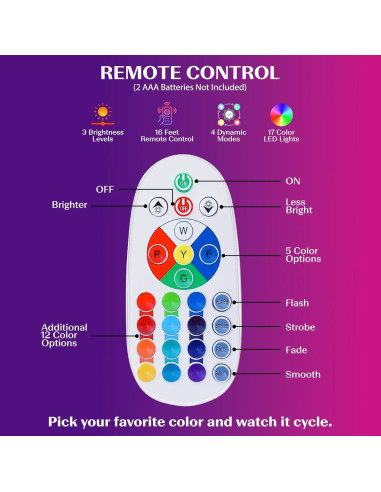 Lámpara LED Jambo 16" con Control Remoto 17 Colores