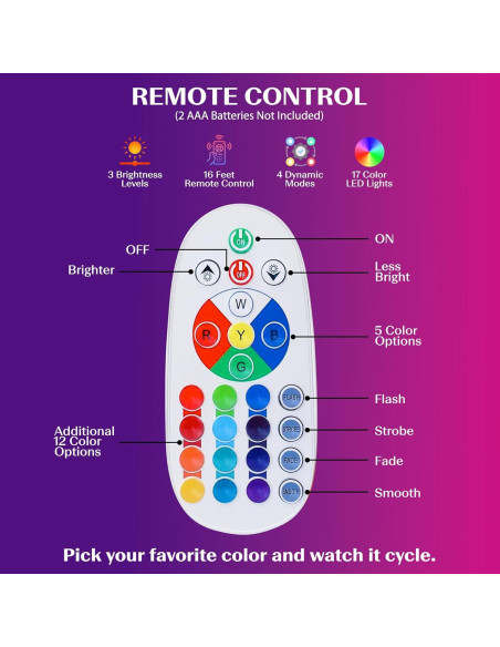 Lámpara LED Jambo 16" con Control Remoto 17 Colores