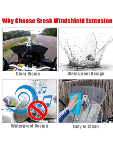 Extensión de Parabrisas Universal Sresk para Motocicleta, Negro