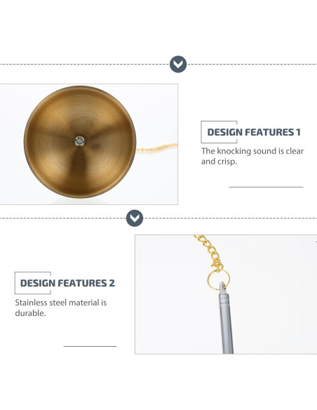 Campana Budista VOSAREA Tingsha 14.5x4.5cm Latón Acero Inoxidable