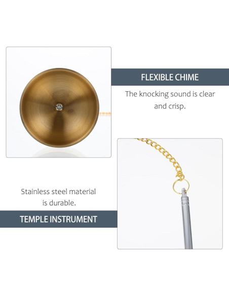 Campana Budista VOSAREA Tingsha 14.5x4.5cm Latón Acero Inoxidable