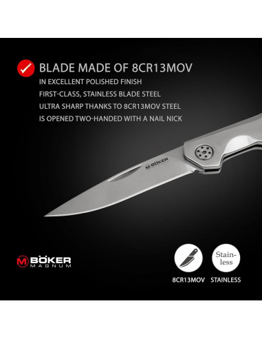 Cuchillo de Bolsillo Boker Magnum Shiny EDC 6 cm Acero Inoxidable