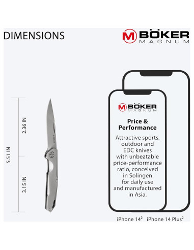 Cuchillo de Bolsillo Boker Magnum Shiny EDC 6 cm Acero Inoxidable