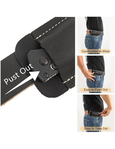 Funda de Cuchillo de Cuero Qchengsan para Cinturón Compacta