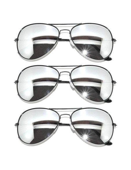 Juego de 3 Gafas de Sol Aviador Metal Colorido Lente Espejo Juego de 3 Gafas de Sol Aviador Metal Colorido Lente Espejo