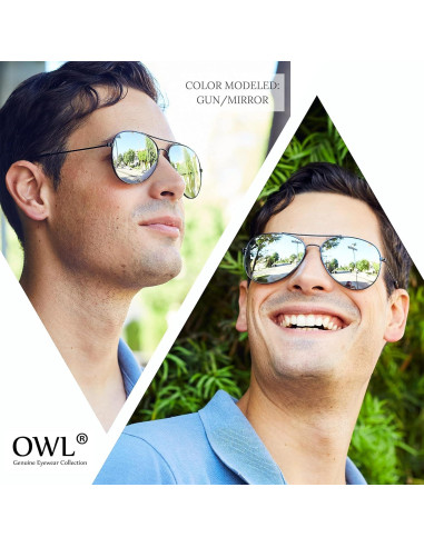 Juego de 3 Gafas de Sol Aviador Metal Colorido Lente Espejo