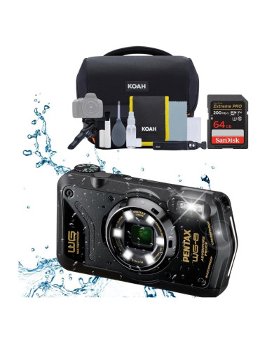 Cámara Pentax WG-8 Todo Clima 20MP Zoom 5x + Bolsa y Tarjeta 64GB