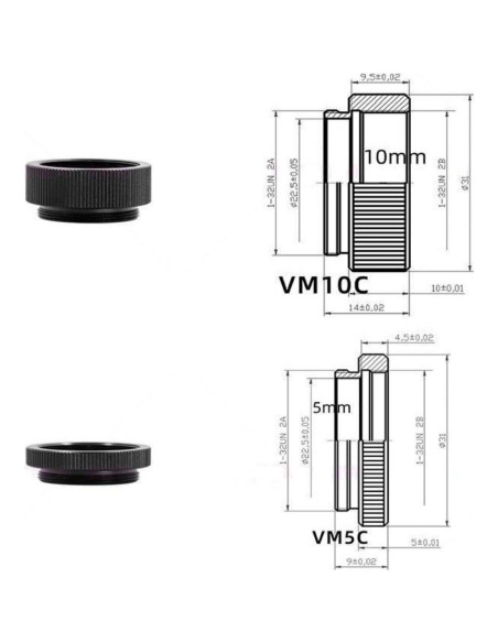 Anillos adaptadores de extensión 5mm 10mm C Mount WEISUYUUS