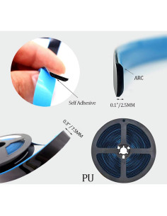 Cinta de Sellado Autoadhesiva WOLAIYE 7.5mm Negra para Baño 2