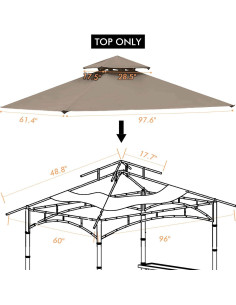 Canopy de Reemplazo Ontheway para Gazebo L-GZ238PST-11 Caqui 2