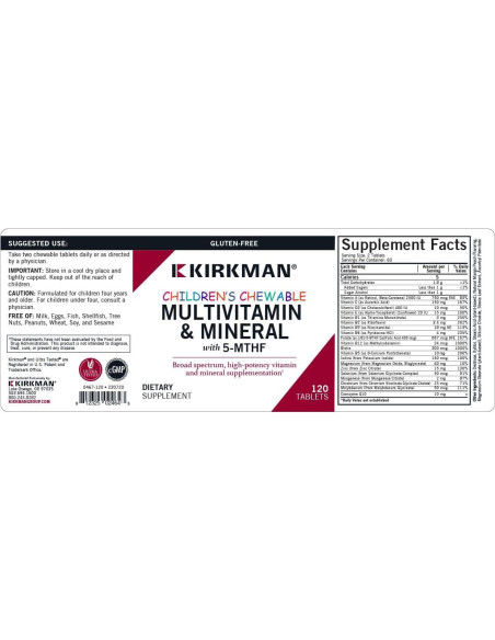 Kirkman Multivitamínico Masticable para Niños 120 Cápsulas
