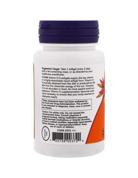 Vitamina D-3 5000 UI Now Foods 120 Gelatinas Blandas Alta Potencia