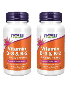 Vitamina D-3 y K-2 Now Foods 120 Cápsulas Veganas