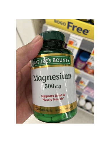 Magnesio Nature's Bounty 500mg 200 Tabletas Recubiertas