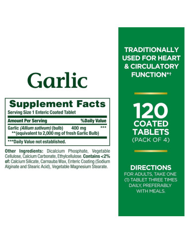 Ajo Suplemento Herbal Nature's Bounty 2000mg 120 Cápsulas