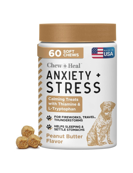 Masticables Calmantes para Perros Chew + Heal 60 Unidades Mantequilla de Maní