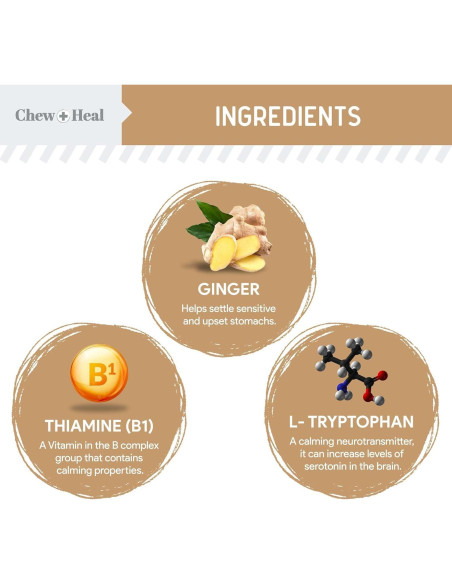 Masticables Calmantes para Perros Chew + Heal 60 Unidades Mantequilla de Maní