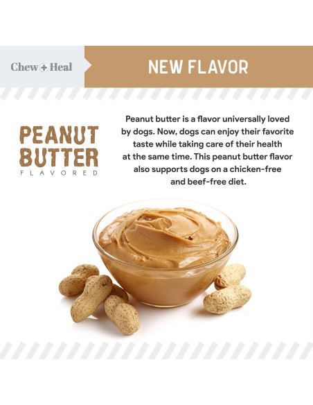 Masticables Calmantes para Perros Chew + Heal 60 Unidades Mantequilla de Maní