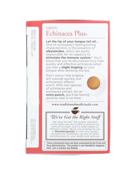 Té de hierbas orgánico Echinacea Plus 16 bolsas 59g