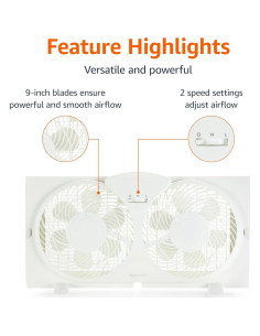 Ventilador de Ventana Amazon Basics 22.86 cm 68W Blanco 2