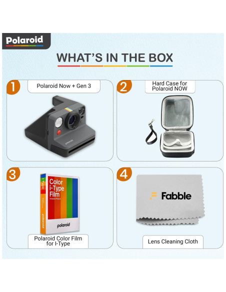 Cámara Instantánea Polaroid Now Gen 3 I-Type Negro + Película 8 Exposiciones