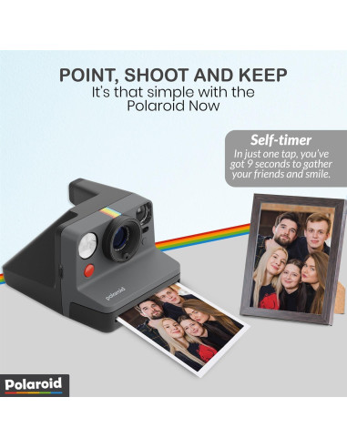 Cámara Instantánea Polaroid Now Gen 3 I-Type Negro + Película 8 Exposiciones