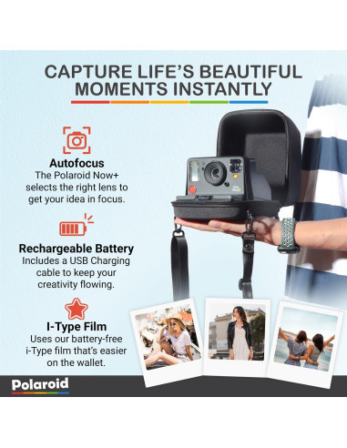 Cámara Instantánea Polaroid Now Gen 3 I-Type Negro + Película 8 Exposiciones