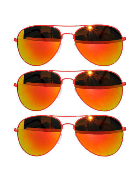 Juego de 3 Gafas de Sol Aviador Metal Colorido Lente Espejo Juego de 3 Gafas de Sol Aviador Metal Colorido Lente Espejo