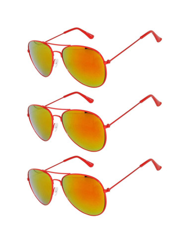 Juego de 3 Gafas de Sol Aviador Metal Colorido Lente Espejo