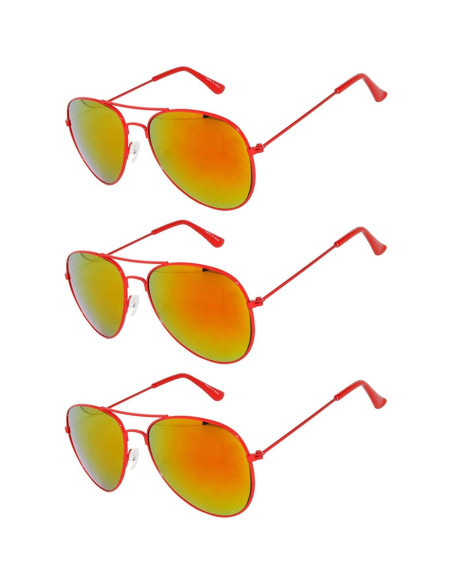 Juego de 3 Gafas de Sol Aviador Metal Colorido Lente Espejo Juego de 3 Gafas de Sol Aviador Metal Colorido Lente Espejo