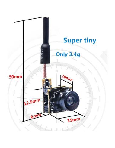 Cámara AIO FPV Wolfwhoop WT05 600TVL 25mW 5.8GHz para Dron