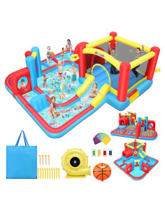 Casa Inflable de Rebote AKEYDIY con Tobogán de Agua 436x436cm