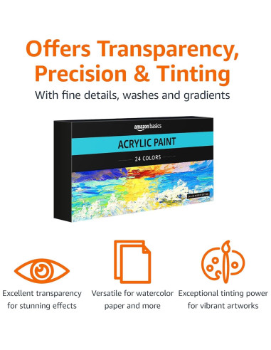 Juego de Pintura Acrílica Amazon Basics 24 Colores 21g