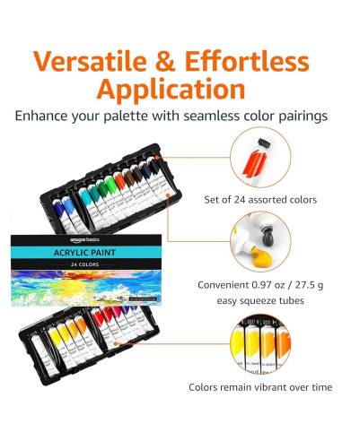 Juego de Pintura Acrílica Amazon Basics 24 Colores 21g