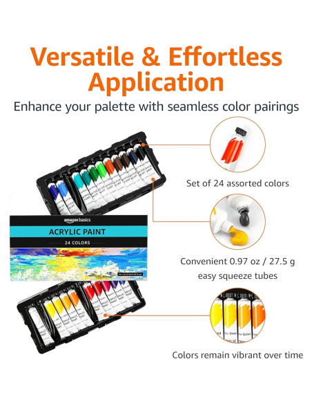 Juego de Pintura Acrílica Amazon Basics 24 Colores 21g