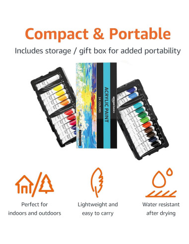 Juego de Pintura Acrílica Amazon Basics 24 Colores 21g