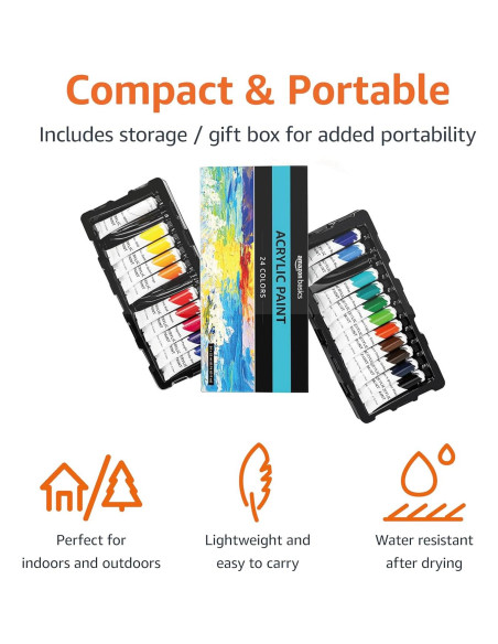 Juego de Pintura Acrílica Amazon Basics 24 Colores 21g