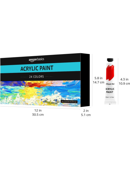 Juego de Pintura Acrílica Amazon Basics 24 Colores 21g