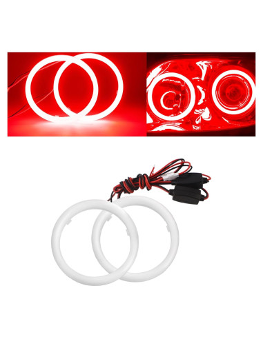 Anillos Halo LED 60MM Rojo Qasim para Automóviles y Motocicletas
