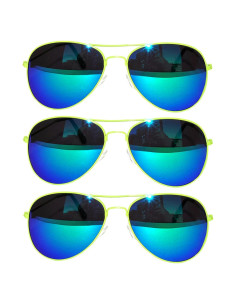 Juego de 3 Gafas de Sol Aviador Metal Colorido 50mm