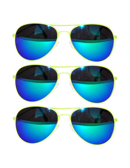 Juego de 3 Gafas de Sol Aviador Metal Colorido 50mm Juego de 3 Gafas de Sol Aviador Metal Colorido 50mm