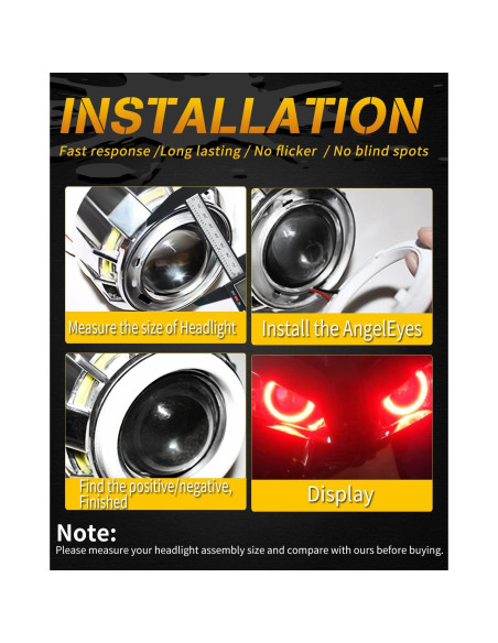 Anillos Halo LED 60MM Rojo Qasim para Automóviles y Motocicletas